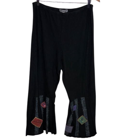 Blue Fish Pants - Blue Fish Black Patchwork Bell Bottom Organic Cotton Crop Pants Women Size 2